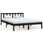 vidaXL Cadre de lit sans matelas noir bois massif 140x190 cm