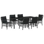 vidaXL Ensemble de salle à manger pour jardin 7 pc Noir polyrotin