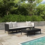 vidaXL Salon de jardin 6 Pièces avec coussins résine tressée noir