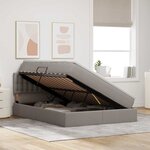 vidaXL Lit avec rangement et matelas avec matelas Taupe 140 x 190 cm