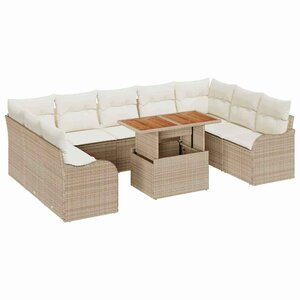 vidaXL Ensemble de canapé de jardin avec coussin 10 Pièces beige et crème