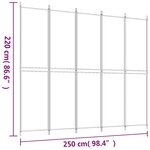 vidaXL Cloison de séparation 5 panneaux Marron 250x220 cm Tissu