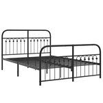 vidaXL Cadre de lit métal sans matelas avec pied de lit noir 137x190cm