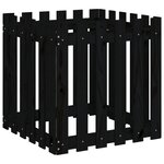 vidaXL Jardinière avec design de clôture noir 60x60x60 cm pin massif