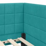 vidaXL Cadre de lit d'angle Turquoise 100 cm x 200 cm tissu