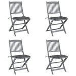 vidaXL Chaises pliables d'extérieur lot de 4 et coussins Bois d'acacia