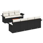 vidaXL Canapés de jardin 8 pièces avec coussins noir en poly rattan