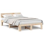 vidaXL Cadre de lit Marron 135 x 190 cm Bois de pin massif