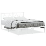 vidaXL Cadre de lit métal avec tête de lit blanc 135x190 cm