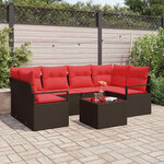 vidaXL Ensemble de Canapés 7 Pièces Marron et rouge polyrotin