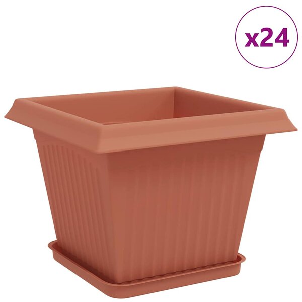 vidaXL Pots de plantes 24 Pièces Rouge brique 28 5 x 28 5 x 22 cm