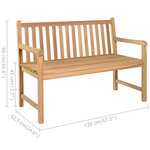 vidaXL Banc de jardin avec coussin gris 120 cm Bois de teck massif