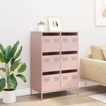 vidaXL Buffet haut rose 68x39x101 5 cm acier