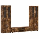 vidaXL Ensemble meuble TV FLORIN Chêne fumé Bois d'ingénierie