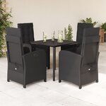 vidaXL Ensemble à manger de jardin coussins 5Pièces Noir Résine tressée