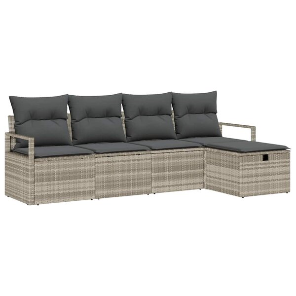 vidaXL Ensemble de canapé de jardin 5 Pièces Gris clair 230 x 117 x 85 cm