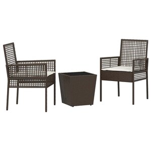 vidaXL Ensemble bistro de jardin 3 Pièces Marron Poly rotin