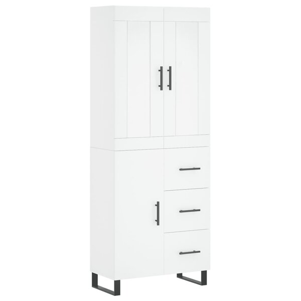 vidaXL Buffet haut Blanc 69 5x34x180 cm Bois d'ingénierie