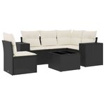 vidaXL Salon de jardin 6 Pièces avec coussins noir résine tressée