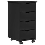 vidaXL Cabinet roulant Noir 34 x 39 x 65 5 cm Bois de Pin Massif
