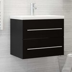 vidaXL Armoire d'évier avec lavabo intégré Noir Aggloméré