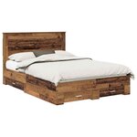 vidaXL Cadre de lit avec tiroir avec tête de lit Bois d'ingénierie