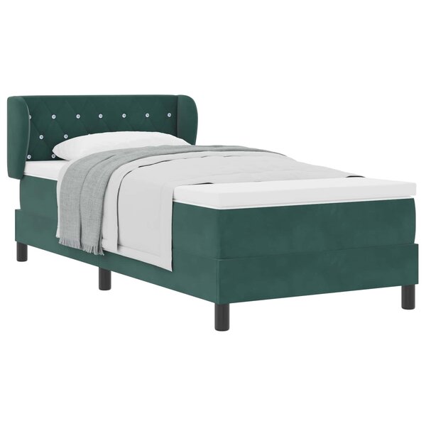 vidaXL Lit à ressorts avec tête de lit Vert foncé 90 x 200 cm Velours