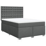 vidaXL Sommier à lattes de lit avec matelas Gris foncé 140x200cm Tissu