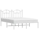vidaXL Cadre de lit métal sans matelas et tête de lit blanc 135x190 cm