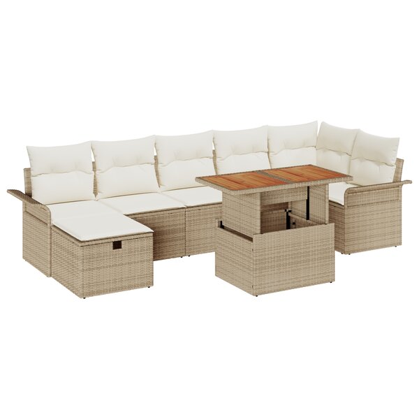 Ensemble de canapé de jardin 8 pièces avec coussins Beige