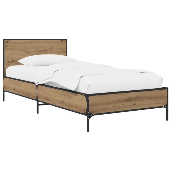 vidaXL Cadre de lit avec tête de lit Chêne artisanal 80 x 200 cm