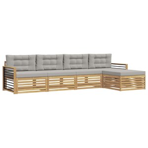 vidaXL Ensemble de canapés d'extérieur 5 pc Blanc et gris clair