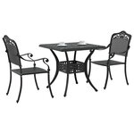 vidaXL Ensemble de tables de jardin 3 Pièces Noir Aluminium coulé