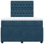 vidaXL Sommier à lattes de lit et matelas bleu 120x190 cm velours