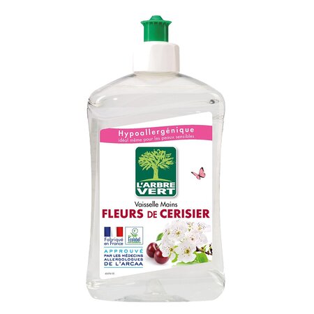 L'Arbre Vert L’Arbre Vert Vaisselle Mains Hypoallergénique aux Fleurs de Cerisier 500ml (lot de 8)