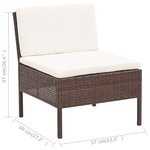 vidaXL Salon de jardin 6 Pièces avec coussins Résine tressée Marron