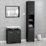 vidaXL Ensemble de meubles de salle de bain 3 Pièces Noir Bois ingénierie