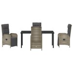 vidaXL Set de dîner de jardin 5 pièces avec coussins gris poly rotin