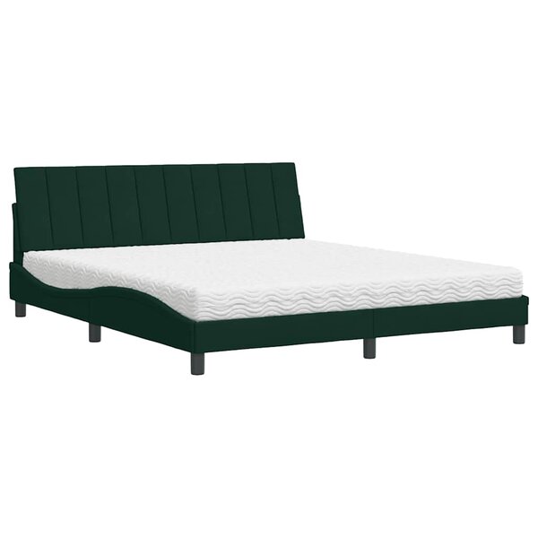 vidaXL Lit avec matelas Hanko vert foncé 180x200 cm velours
