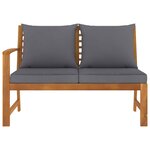 vidaXL Banc de jardin 114 5 cm avec coussin gris foncé Bois d'acacia