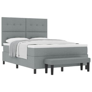 vidaXL Lit à ressorts avec matelas Gris clair 140 x 190 cm tissu
