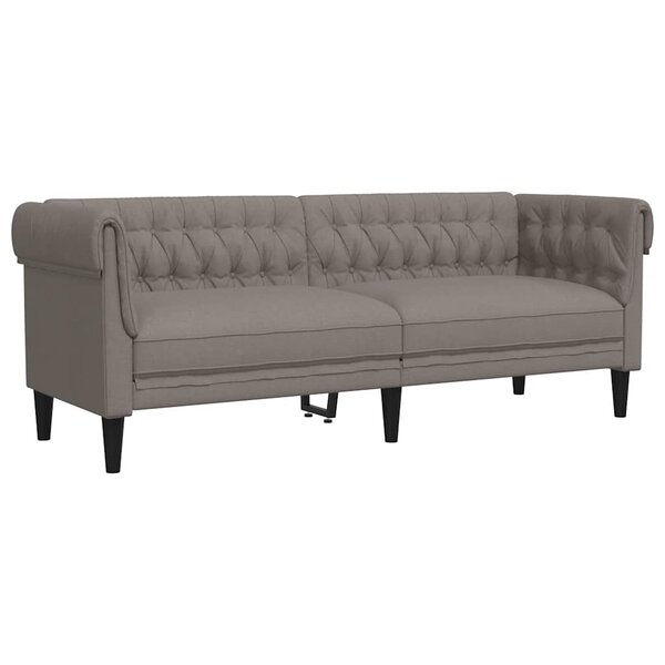 vidaXL Canapé Chesterfield 3 places taupe tissu