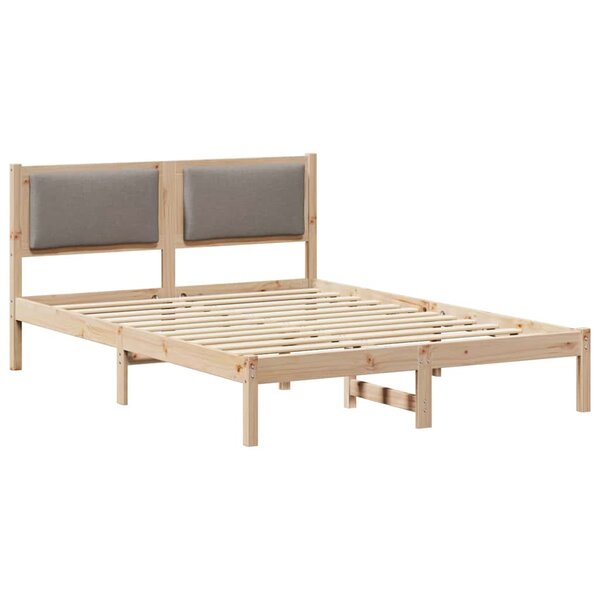 vidaXL Cadre de lit avec tête de lit Taupe 150 x 200 cm Pin massif