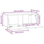 vidaXL Meuble TV mural 78 5 x 31 x 30 cm Gris béton Bois d'ingénierie