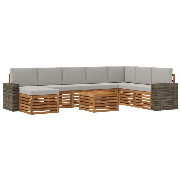 vidaXL Ensemble de canapés d'extérieur 9 pc Naturel et gris clair