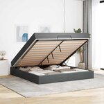 vidaXL Cadre de lit avec matelas avec matelas 2 Pièces Gris Foncé tissu
