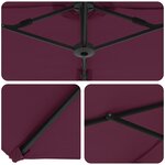 vidaXL Parasol cantilever de jardin Rouge bordeaux 372 x 198 x 243 cm