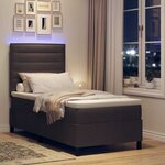 vidaXL Lit à ressorts avec matelas Marron foncé 80 x 200 cm tissu