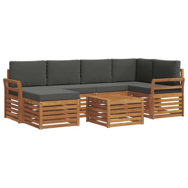 vidaXL Ensemble de canapé d'angle 7 Pièces Naturel et Anthracite