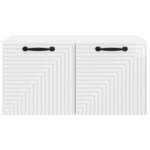 vidaXL Meuble TV mural Montage mural Blanc brillant 59 5 x 41 x 30 cm